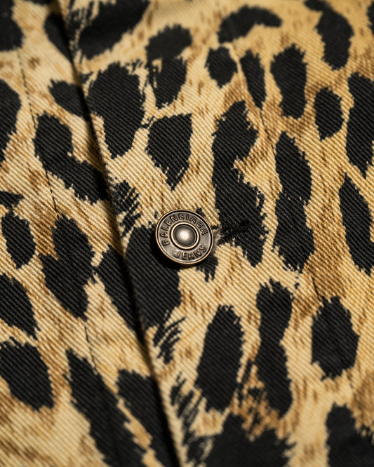 Balenciaga Leopard Print Denim Jacket